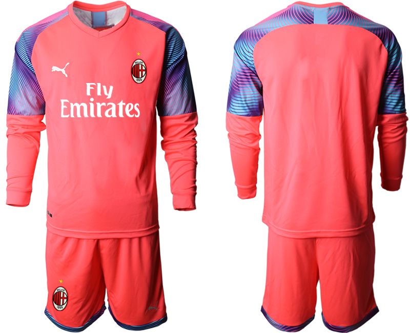 Men 2019-2020 club AC milan pink goalkeeper long sleeve Soccer Jerseys->ac milan jersey->Soccer Club Jersey